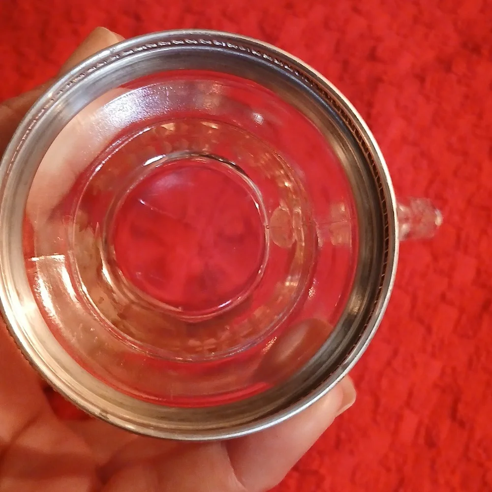 Vintage Cambridge Crystal Glass Sugar & Creamer W/Sterling Silver Base